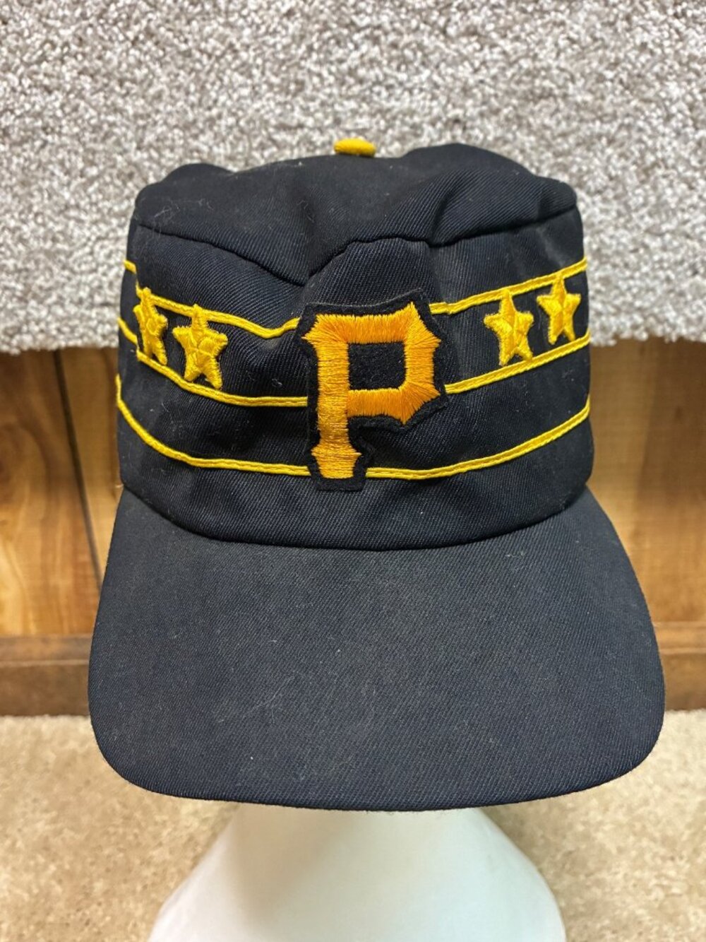 Vintage Pittsburgh Pirates Pillbox Hat Annco MLB Wool Rayon Union Made Cap Large